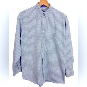 Pendleton Men’s Medium Blue and Green Checked Cotton Long-Sleeve Button Down
